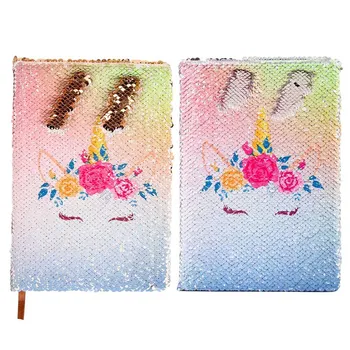 

New Creative Cute Unicorn Journal Sequin Notebook Reversible Sequin Journal Flip Sequin Notebook For Kids Girls Gift