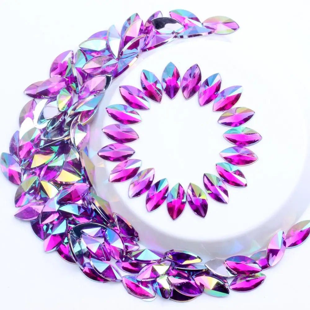 

Acrylic Rhinestones Flatback 7x15mm 2000pcs Marquise Pointed AB Colors Eye Beads DIY Nails Art Phone Cases Garments Supplies