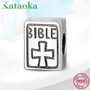 

Faith 925 Sterling Silver Square book bible Fine Beads Fit Original European Charm Bracelets Fine Jewelry making