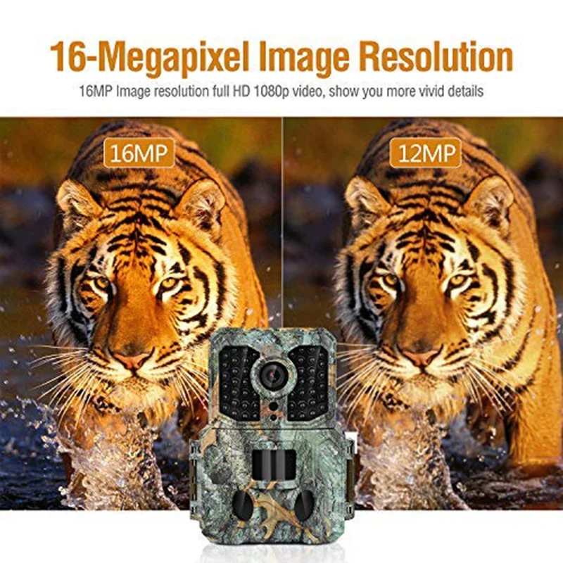 Камера Трейл, 16Mp 1080P Водонепроницаемая для наблюдения в дикой природе охотничья камера с широкоугольным объективом 130 °, скорость запуска 0,2 S, 2,4 дюймовый ЖК-дисплей a