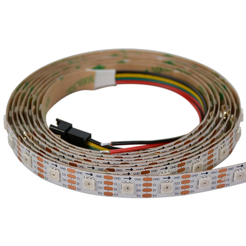 1M 60LEDs/m HD107S Digital Dream Color LED Strip APA102 RGB Pixel Light 5050 SMD Ambilight TV Tape 5V,WHITE PCB,Non-Waterproof