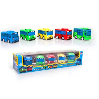 

5Pcs Koreaan Fashion Cartoons Shangluo Tailu Small Winding Plastic Bus TAYO Colorful Creative Car Toys Model Gift