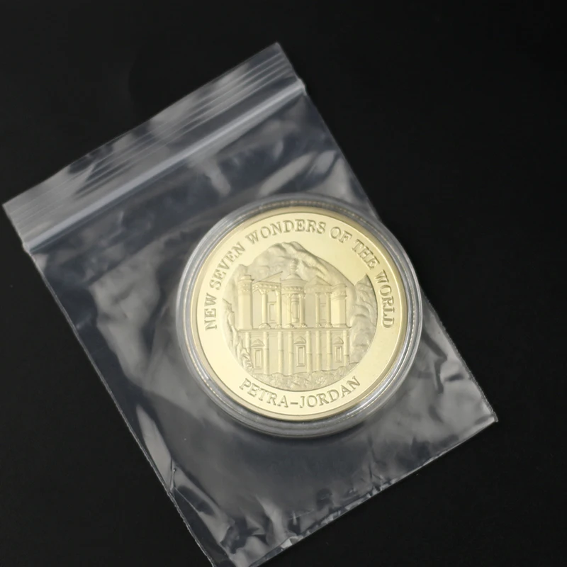 2007 Петра Джордан монета Новые Семь чудес света Позолоченные памятные монеты с крышкой капсулы