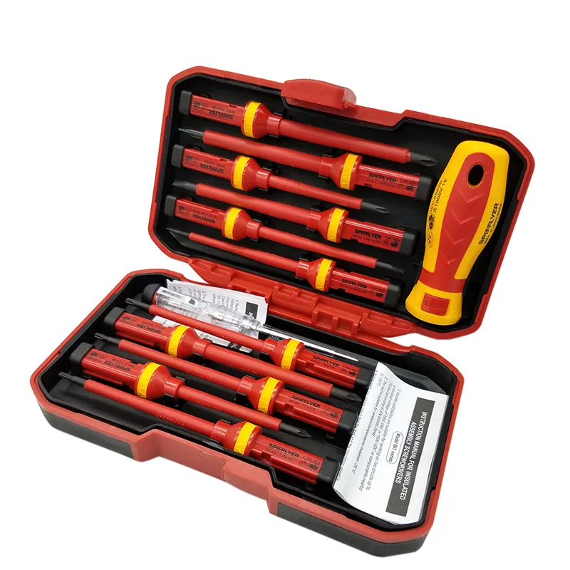 

13Pcs Multifunction VDE Insulated Set Chrome Vanadium Steel Electric Insulated Plastic Handle Screwdriver Repair Install Tool