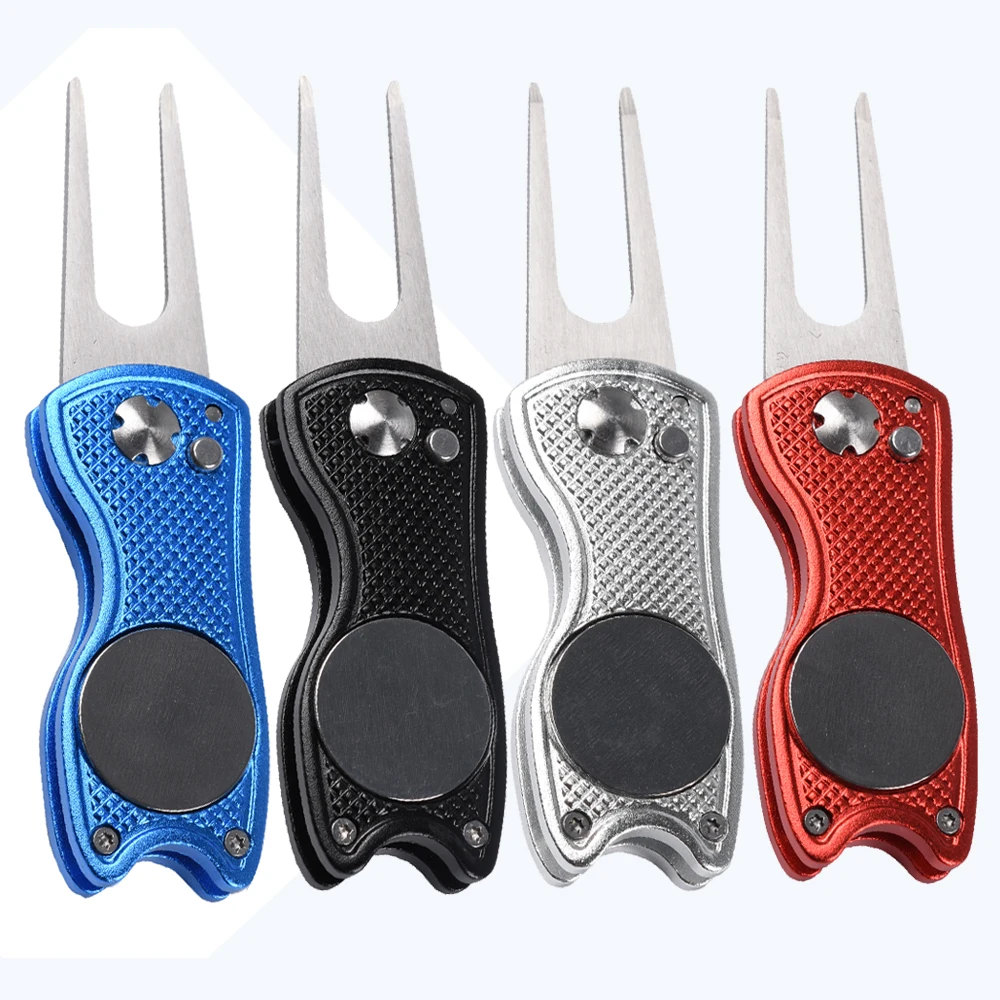 

Foldable Golf Divot Tool with Golf Ball Tool Pitch Groove Cleaner Golf Accessories Putting Green Fork Golf Training Aids