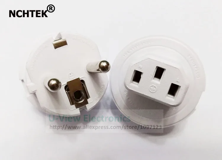 

NCHTEK White 10A 250V EU European Gemany Male to IEC320 C13 3Pin Female Socket AC Power Adapter Connector/Free Shipping/4PCS