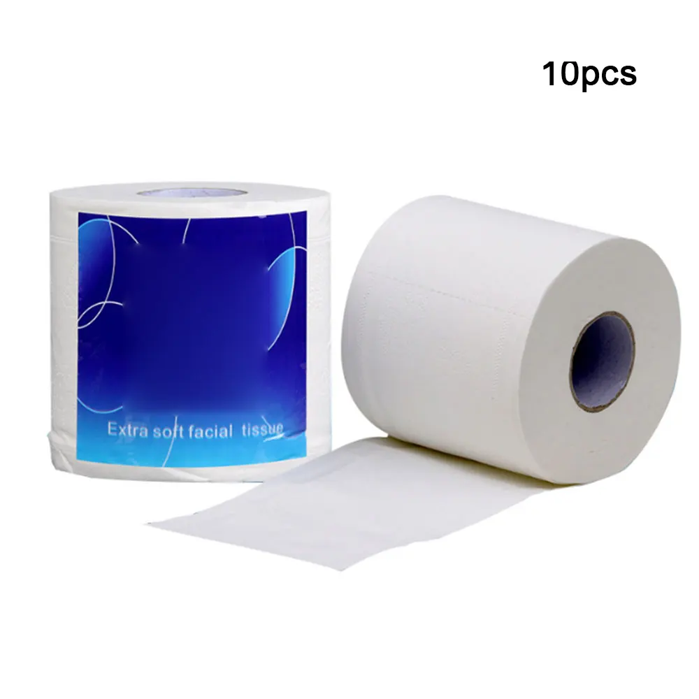 

10 Rolls Toilet Paper 4-layer Thicken Wood Pulp Roll Paper Bathroom Tissue Towel Household Strong Water Absorption Toilet Tissue