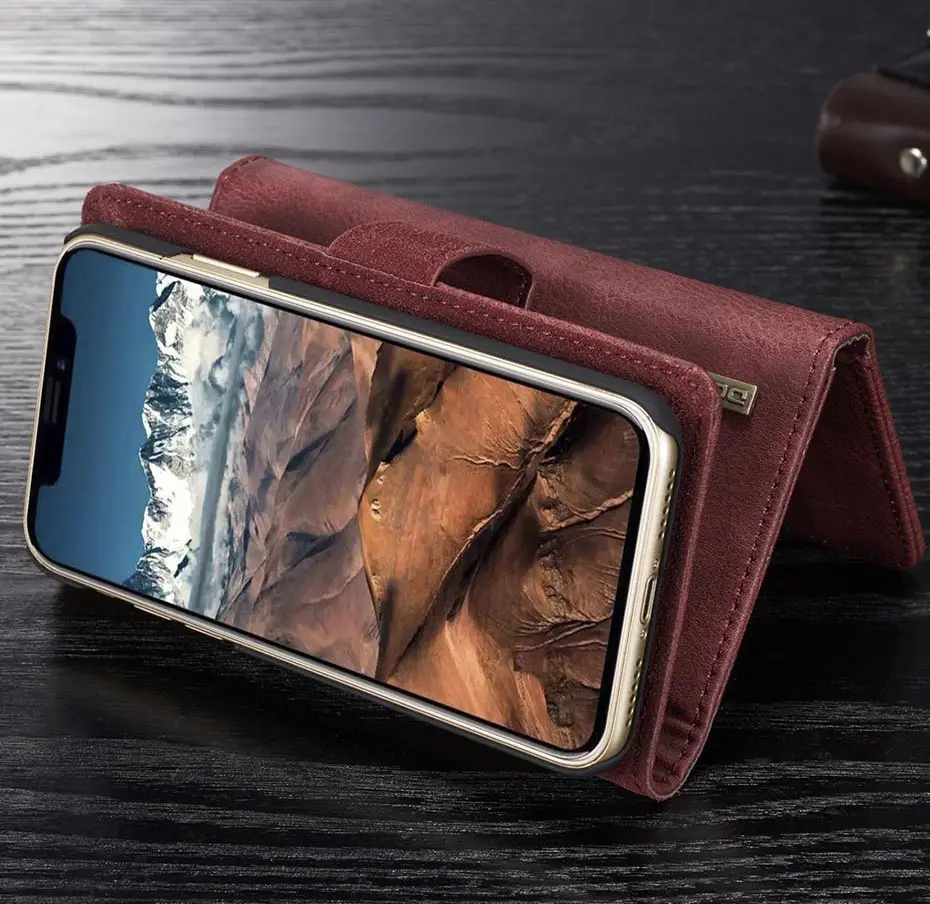 Личи шаблон съемный чехол для телефона для iPhone XR 11 Pro XS Max Магнитная кнопка клип бумажник чехол для iPhone 6 6s 7 8 Plus чехол