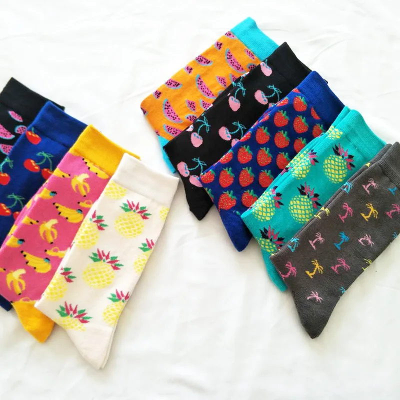 12 пар скейтборд Chaussette Homme Фрукты Ананас черешня арбуз клубника мужские носки хип хоп улица Meias забавные носки