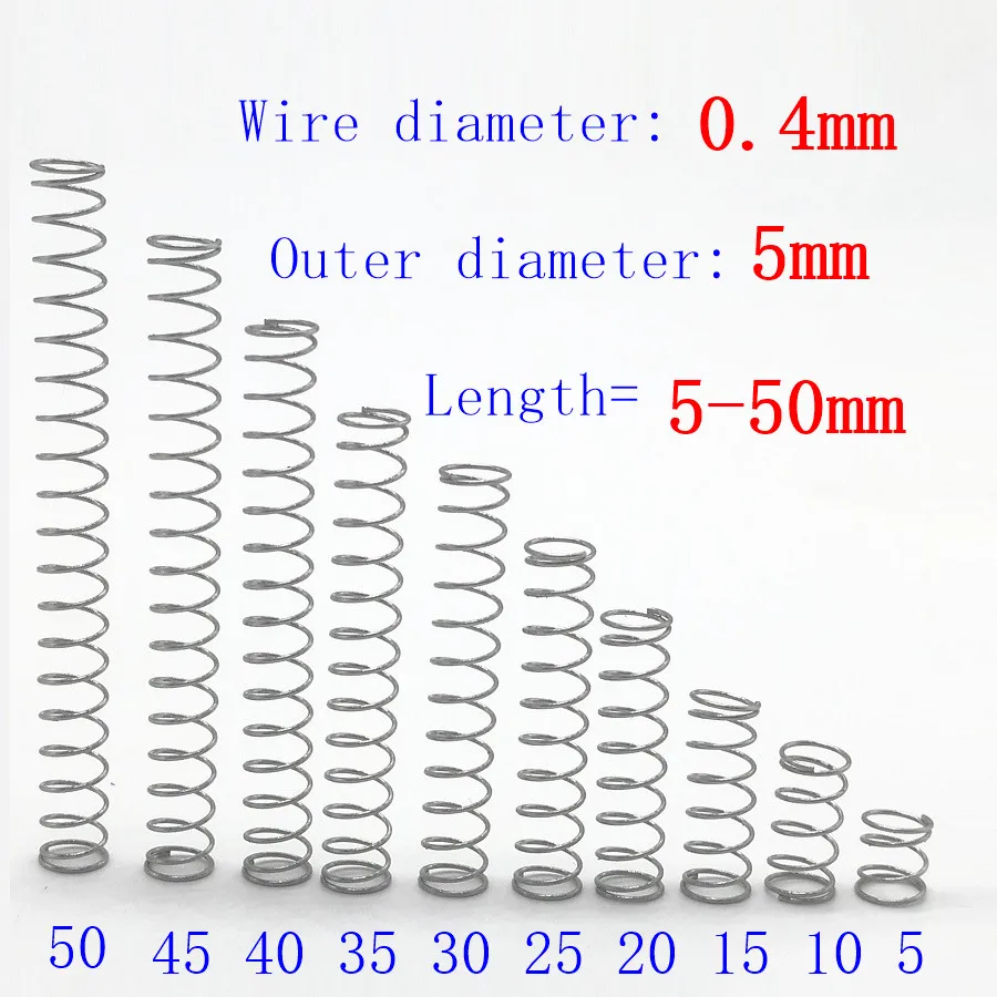 NO LOGO X-Baofu Taglia : 20mm 20pcs 0,3 Millimetri in Acciaio Inox di Compressione della Molla Filo Diametro 0,3 Millimetri Diametro Esterno 3 Millimetri Lunghezza 5-50mm 