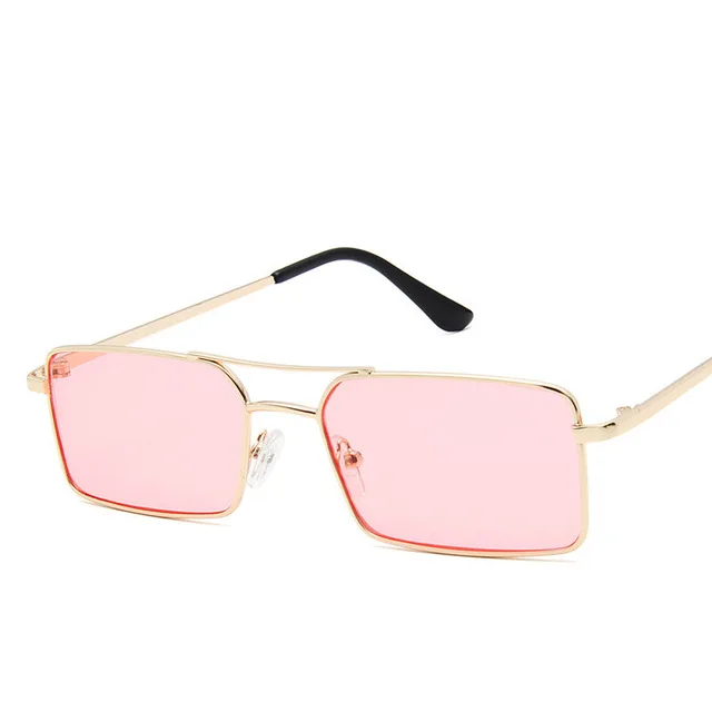 Классические квадратные солнцезащитные очки для женщин, фирменный дизайн, сплав, оттенки, солнцезащитные очки для женщин, Ретро стиль, хип-хоп стиль, женские солнцезащитные очки, Modis Oculos - Цвет линз: Pink