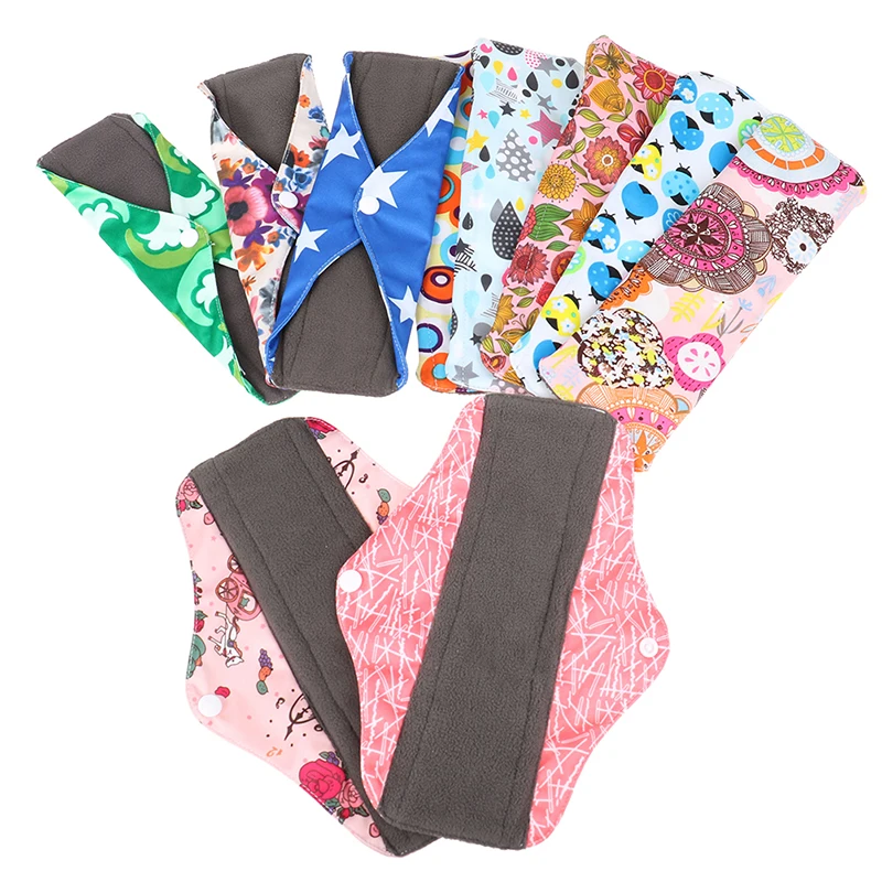 1PCS Washable Sanitary Towel Cloth Menstrual Pads Reusable Sanitary Pad Absorbent Charcoal Cloth Bamboo Menstrual Pads