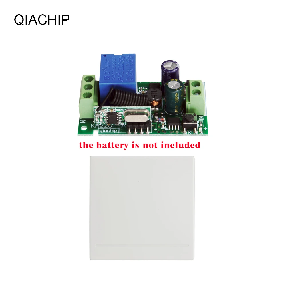1RC and 1receiver QIACHIP 433Mhz AC 110V 220V 1 CH Пульт дистанционного управления релейный приемник+ беспроводной РЧ настенный пульт дистанционного управления - Цвет: 1RC and 1receiver