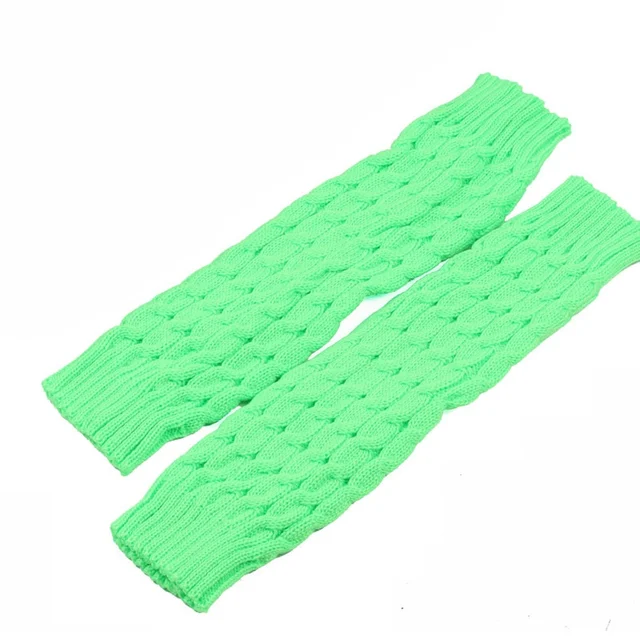 Japanese Lolita Leg Warmers Women Winter Thicken Knit Loose Style Lady Knee Stockings Leggings Warm Boots Punk Girl Long Socks Fluorescent green
