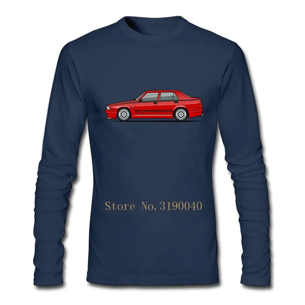 Мужская футболка Alfa Romeo 75 Milano Turbo Evoluzione Rosso, мужские футболки с длинным рукавом и круглым вырезом, хлопковые футболки, футболка для мужчин - Цвет: navy