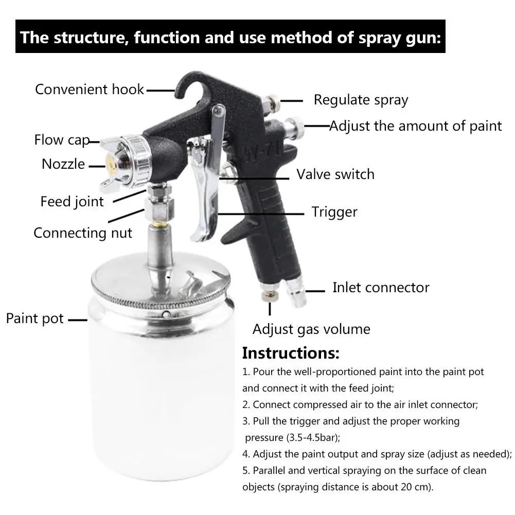 profissional hvlp ar spraypneumatic pulverizador de pintura alta atomização undercoating carro parede pintura spray ferramenta