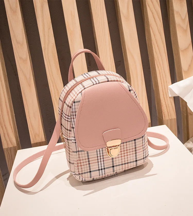 Mini Backpack Crossbody Bag For Teenage Girl Plaid Women Shoulder Phone Purse Korean Style New Trendy Female 2021 best stylish backpacks for college