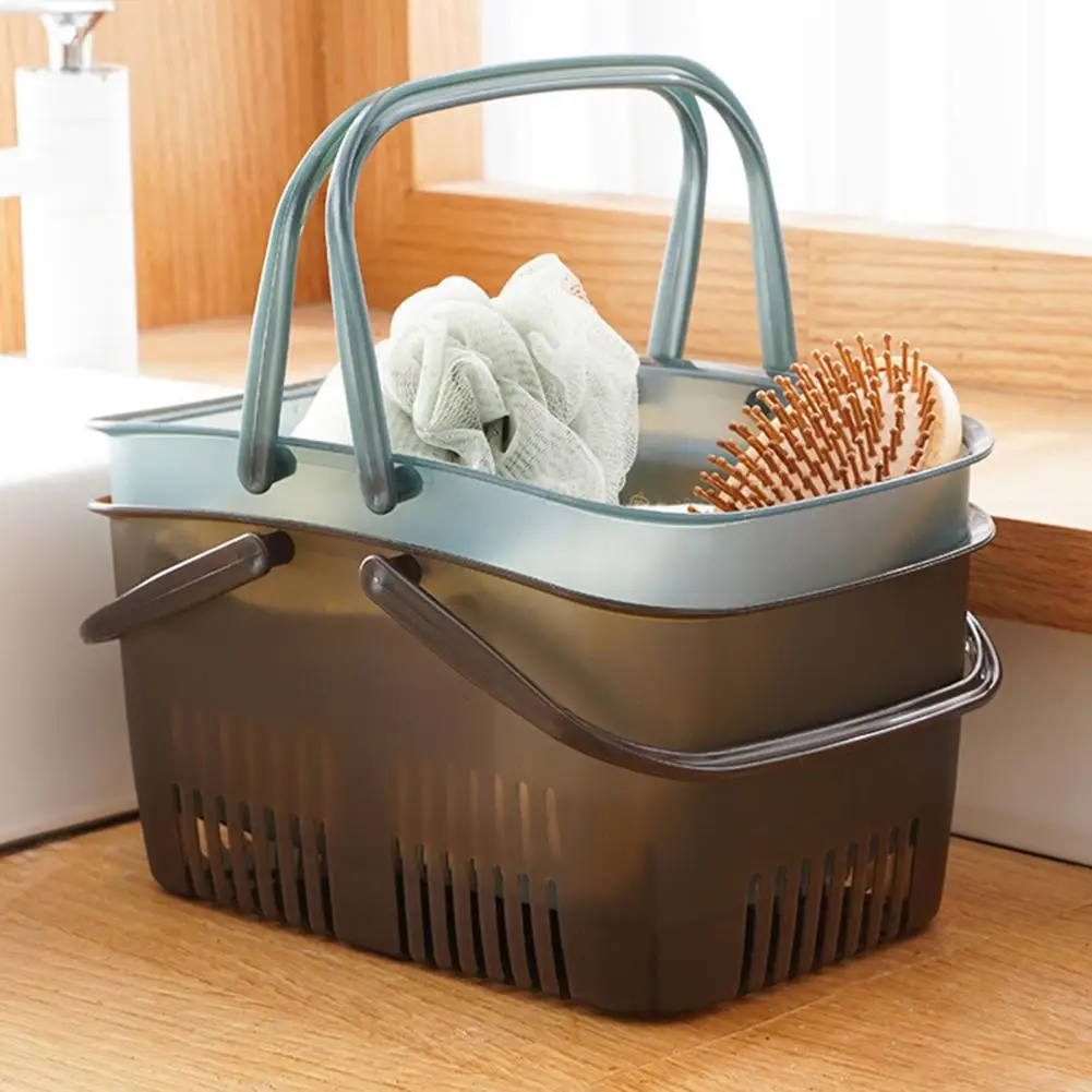 Hollow Shower Caddy Basket with Handles PP Several Drainage Large Capacity Holes Shower Caddy Bin Office Bathroom Supplies