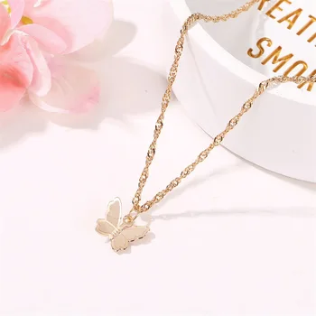 

120 Pieces Butterfly Pendant Charm Necklaces For Women Female Gold Silver Color Scrub Necklace Accessories Clavicle Chain Choker
