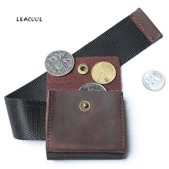 

LEACOOL 100% Genuine Leather Coin Purse Racket Sap Mini Coin Purse Multi function EDC Small Wallet Card Holder With Belt