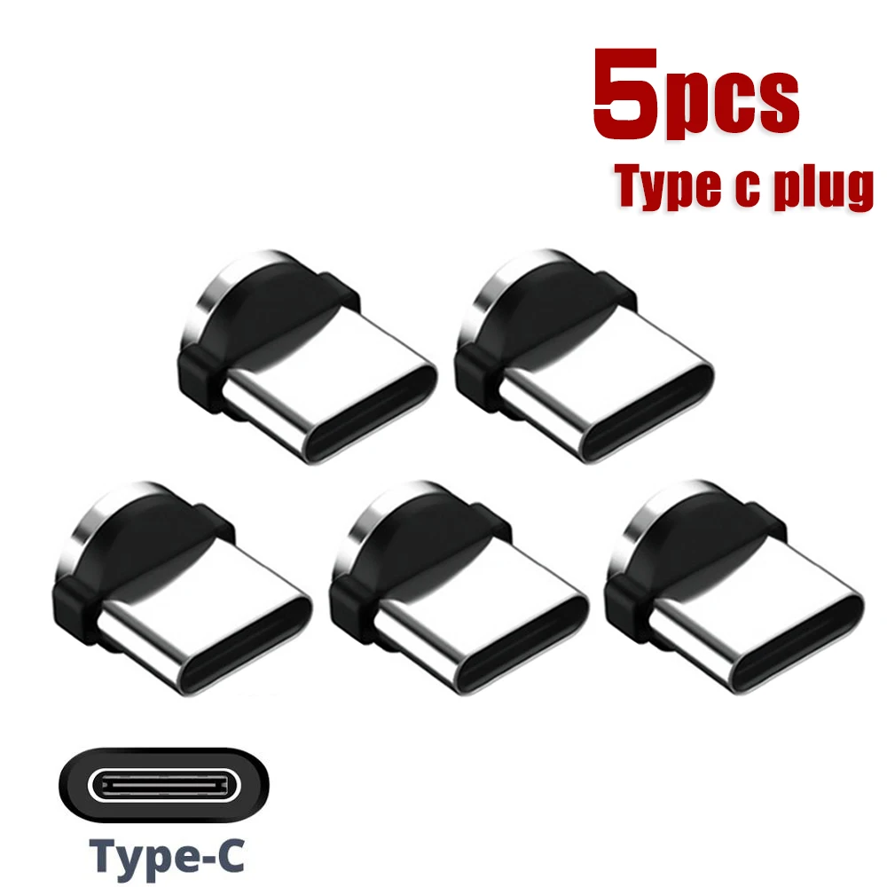 USLION 5Pcs 360 Rotation Magnetic Type C Tips For Mobile Phone Replacement Parts Durable Type C Converter Charging Cable Adapter aux cable for iphone Cables