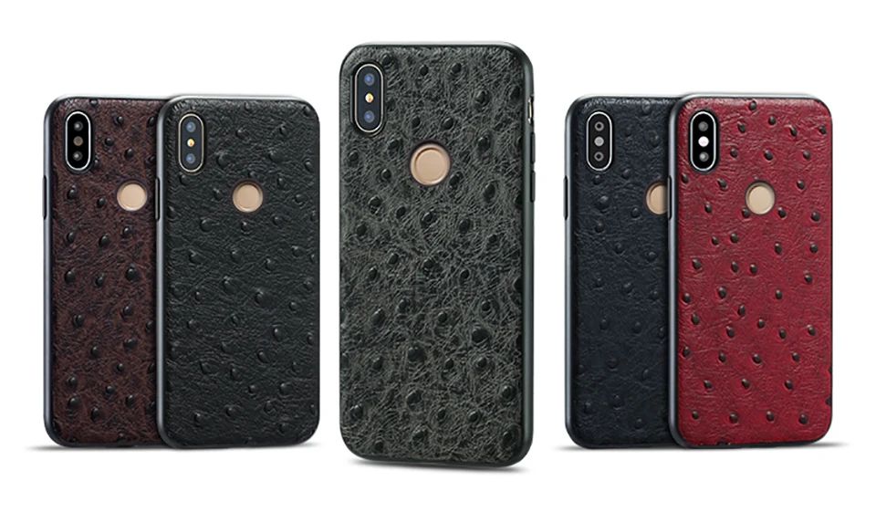 Чехол из натуральной кожи с узором страуса для Xiaomi mi 8 8SE 9se A2 mi x 2S mi 6 max 3 Red mi Note 7 pro защита от падения