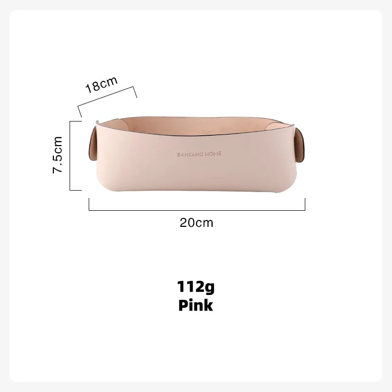 Pink Nightstand Organizer Dresser Tray PU Leather Box For Watch Jewelry Coin Key Phone Charging Station Ring Wallet Storage Tray - Цвет: Pink