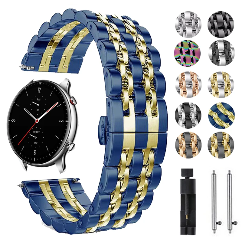 Ремешок из нержавеющей стали для Xiaomi Huami Amazfit GTR 2 47 мм 42 браслет Stratos 3 GTS Bip S 20 22 |