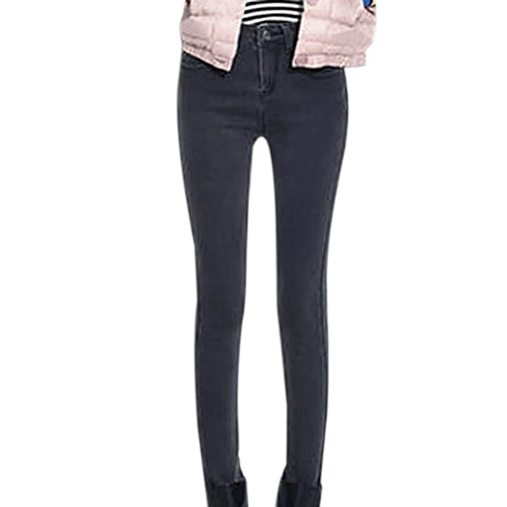 Зимние супер теплые джинсы больших размеров для женщин, женские обтягивающие плотные брюки с высокой талией, Стрейчевые вельветовые джинсовые штаны, уличная одежда - Цвет: Gray