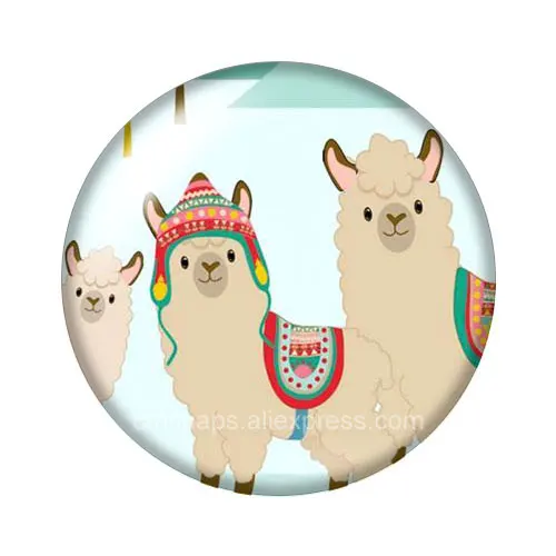 DB1044-03 No prob llama no drama llama Альпака 18 мм кнопки 10 шт. смешанный круглый стеклянный кабошон стиль для украшение с защелкой - Цвет: DB1044-03