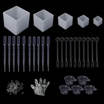 

1Set Crystal Epoxy Resin Mold Jewelry Pendant Casting Mould Handmade DIY Crafts Cubic Dried Flowers Making Tools