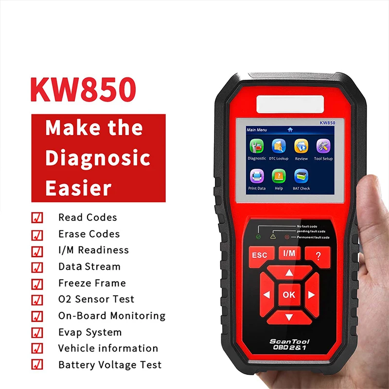 

2019 OBD2 Car Scanner Universal Code Reader for Auto Engine Battery Voltage Test for KONNWEI KW850 Drop Shipping