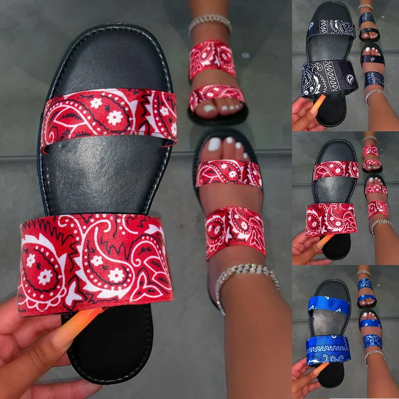 red bandana flip flops