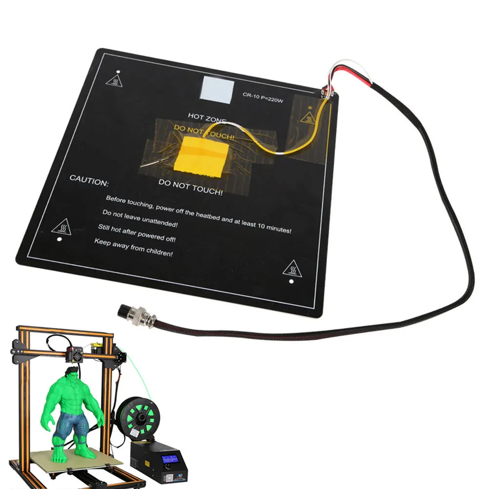 

Practical Safe Hot Plate 3D Printer Durable Easy Install 310*310mm Accessories Large Size Office Portable Heat Bed 12V For CR-10