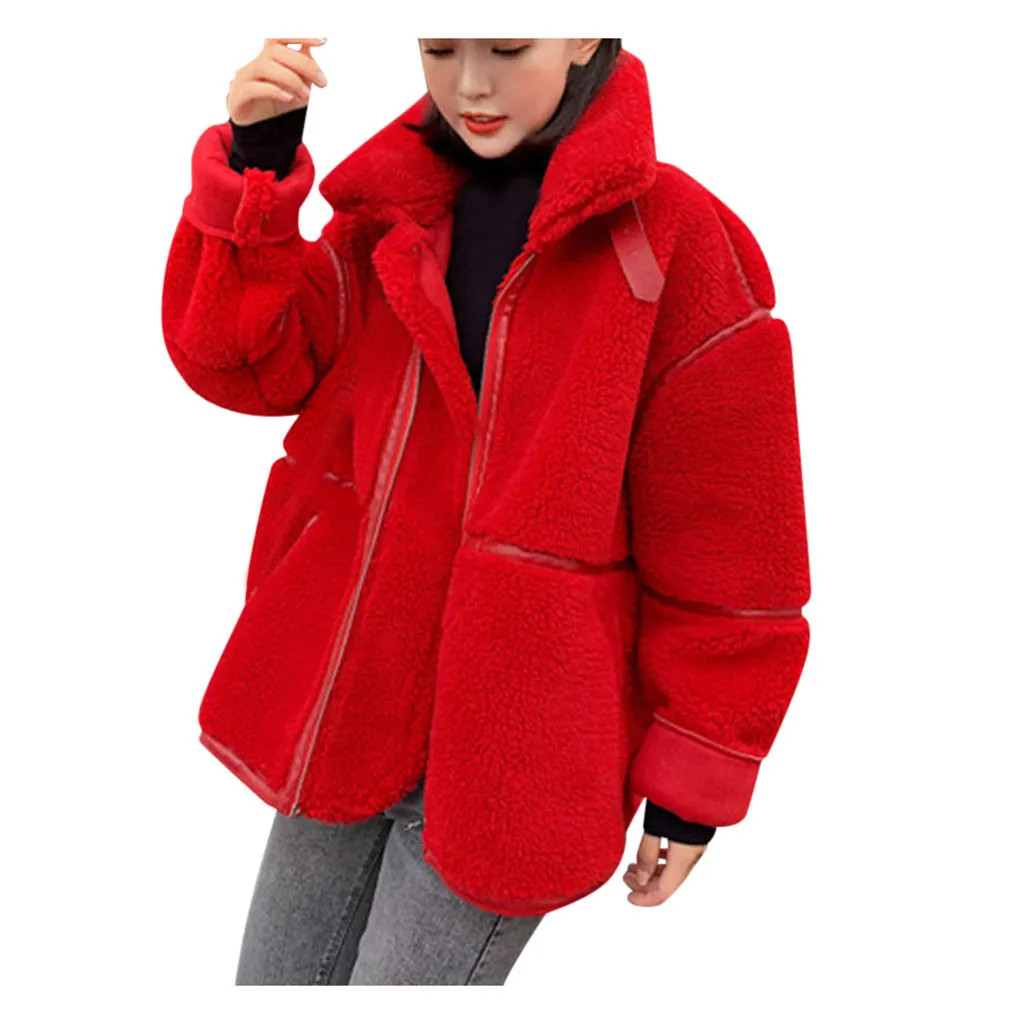 Manteau femme hiver зимнее пальто для женщин дамское пальто из овечьей шерсти короткий мех один толстый бархат мотоциклетная одежда kurtka zimowa damsk