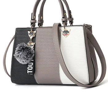 

Women Hairball Ornaments Totes Patchwork Handbag Party Purse Ladies Messenger Crossbody Shoulder Bags Women Handbags