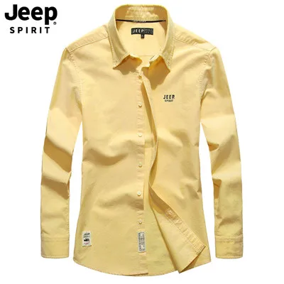 JEEP SPIRIT/известный бренд, осенняя рубашка для мужчин, однотонная Повседневная хлопковая рубашка с длинными рукавами, приталенная Мужская рубашка, большие размеры, M-4XL - Цвет: As Picture