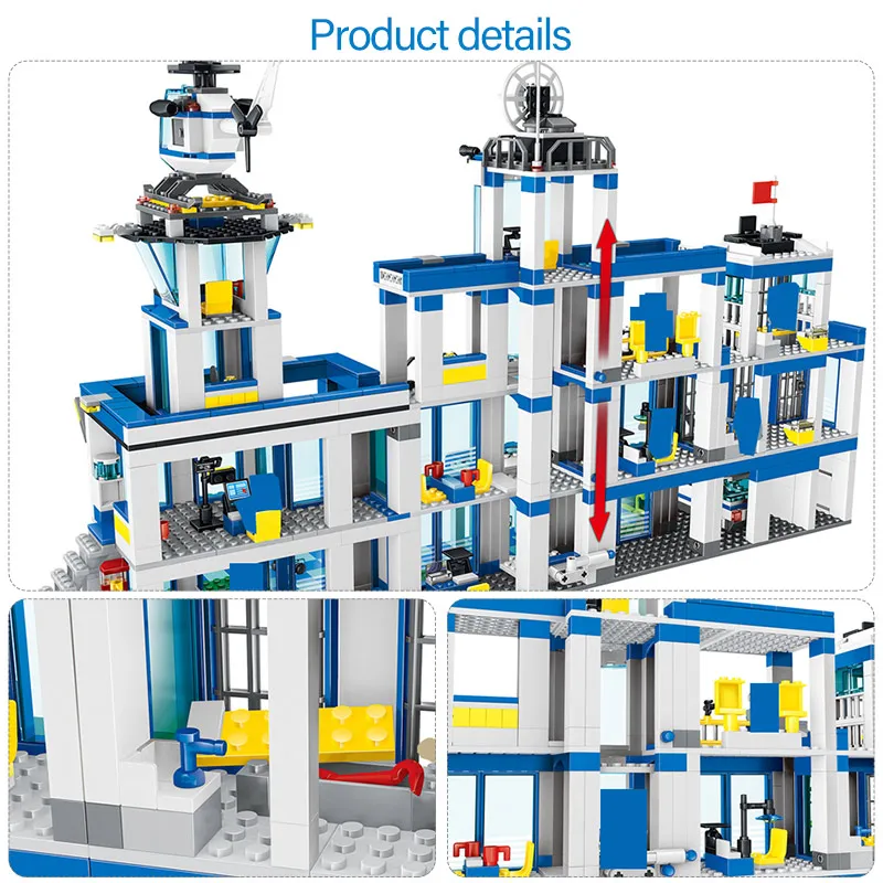 Najtaniej Miasto policji serii motocykl samochód helikopter Building Blocks kompatybilny legoinglys City Police Station DIY cegły zabawki