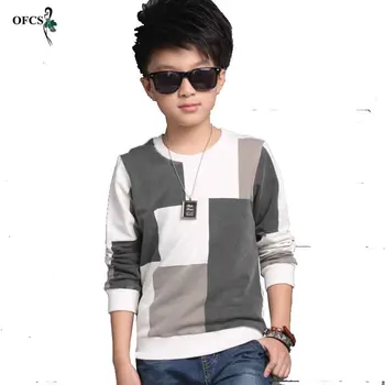 

New Leisure Kids T-shirt Children's Clothing, Boy Autumn Checked Knit Sweater Coat Cuhk Children Joining Together Retail 5-16 T