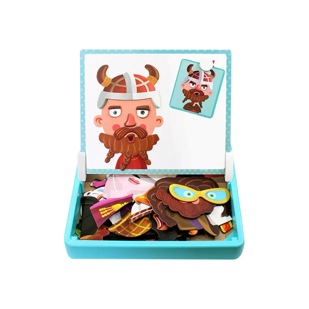 Деревянные Магнитные Головоломки, игрушки для детей, 3D головоломка, драка, смешное, вкус, лицо, буквы, строительные блоки, доска для рисования, обучающая игрушка - Цвет: Pirate figure