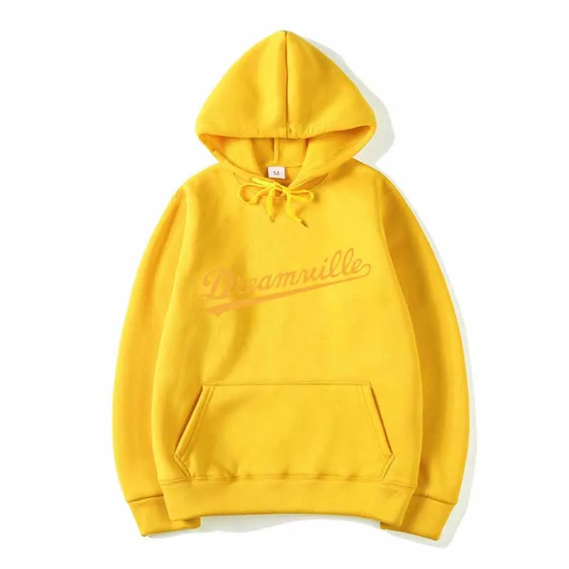 Толстовки новос толстовки хип-хоп dreamville j cole logotipo com capuz carta presa j cole com capuz inverno - Цвет: yellow