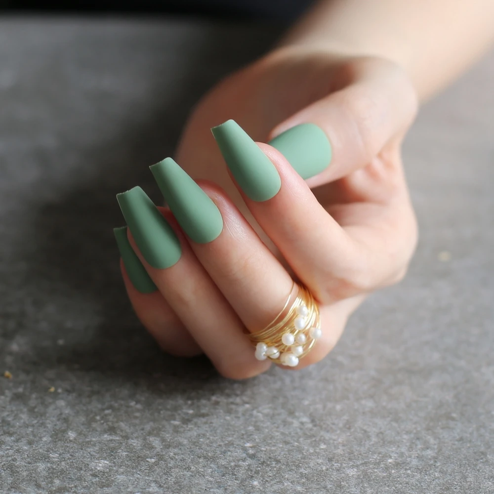 Mint Green Stiletto Nails