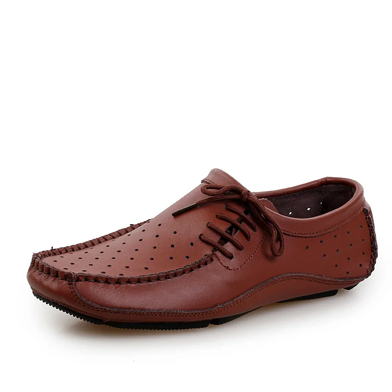 

2018 Summer New Style Men Genuine Leather Foot Covering Moccosins England City Hollow out Loafers nan dan xie Driving Shoes