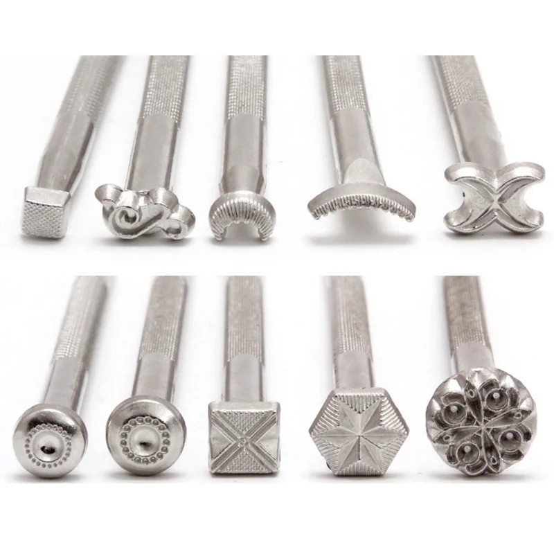 10 Pcs Set Новые узоры печать для кожи инструменты металлические штампы для кожи ремесло работы кожи из натуральной воловьей кожи вырезка узор цветок Тотем - Цвет: 10 Pcs Set