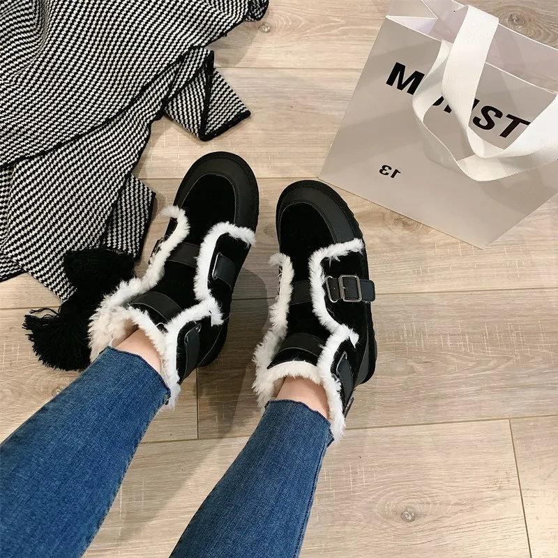 Popular Women Snow Boots Platform Winter Boots Thick Plush Casual Ankle Boots Women Winter Shoes Ladies Fashion Buckle