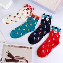 6 стилей, милые рождественские носки с объемным украшением, женские креативные хлопковые носки, разноцветные мягкие дышащие женские зимние теплые носки