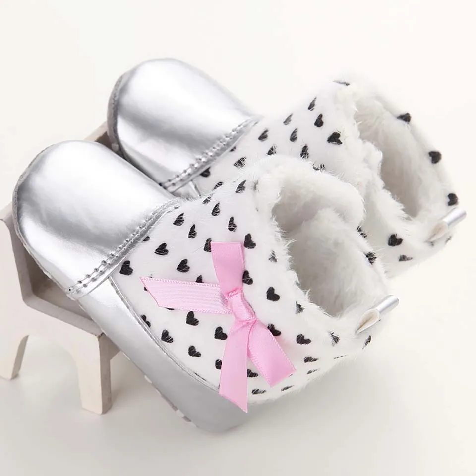 Милая теплая зимняя обувь для маленьких девочек; обувь для малышей с мягкой подошвой из искусственной кожи; обувь для малышей с леопардовым принтом - Цвет: White