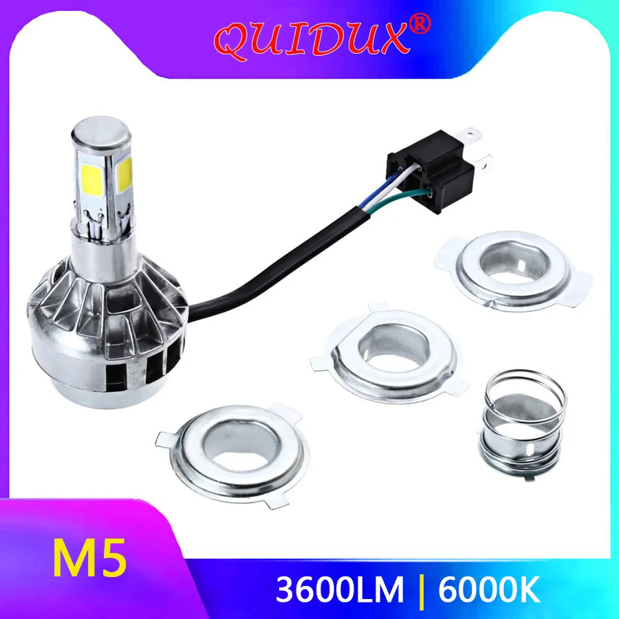 

M5 3600LM Ultra Bright Motorcycle LED Headlight Conversion Kit 18W/35W DC 12V High Low Beam 6000K White for Most Motors