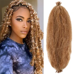 24 Inch Springy Afro Twist Crochet Hair Pre-Separated Fluffy Spring Twist Hair For Butterfly Locs Brown Ombre Marley Braids Hair