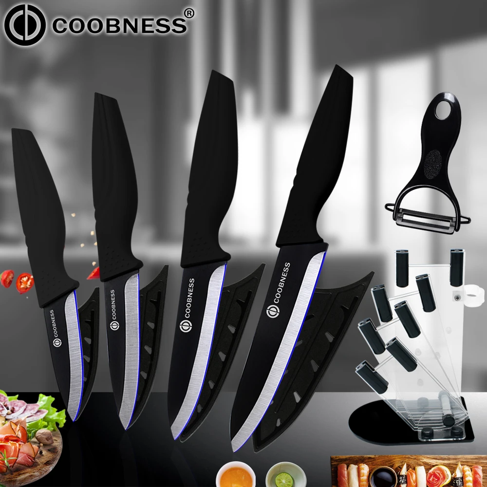 3456 peeler holder 1 Набор керамических ножей, одна Овощечистка+ держатель ножей+ 3,4, 5,6 дюйма, циркониевые черные лезвия, керамические ножи для резки мяса, рыбы, овощей - Цвет: 3456 peeler holder 1
